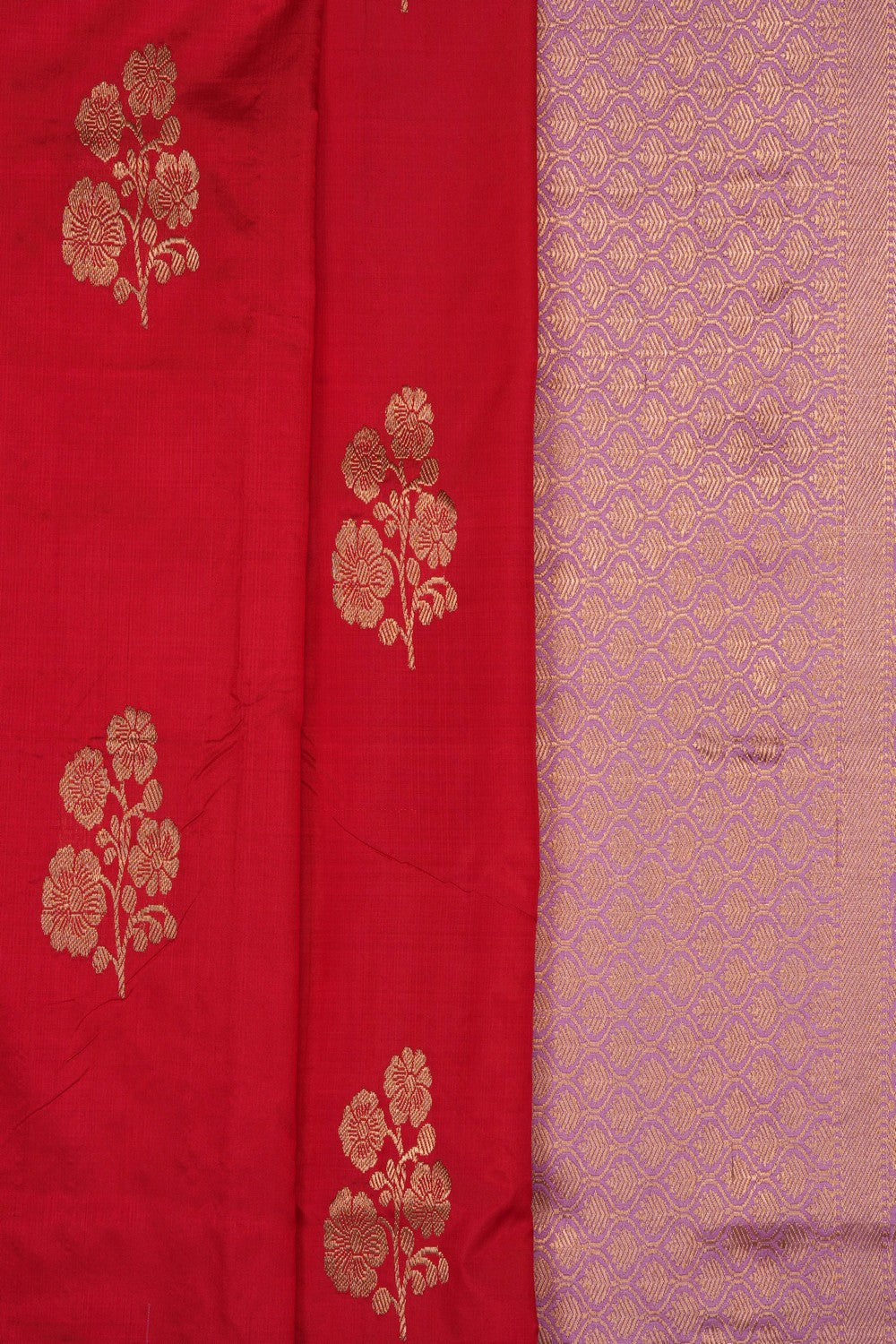 Image of Red Banarasi Katan Silk Saree
