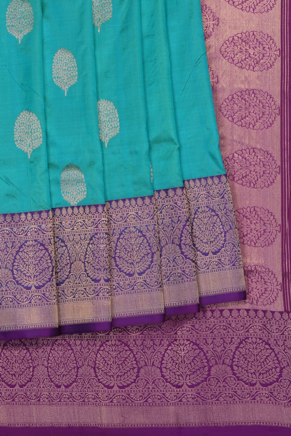 Image of Sea Green Banarasi Katan Silk Saree