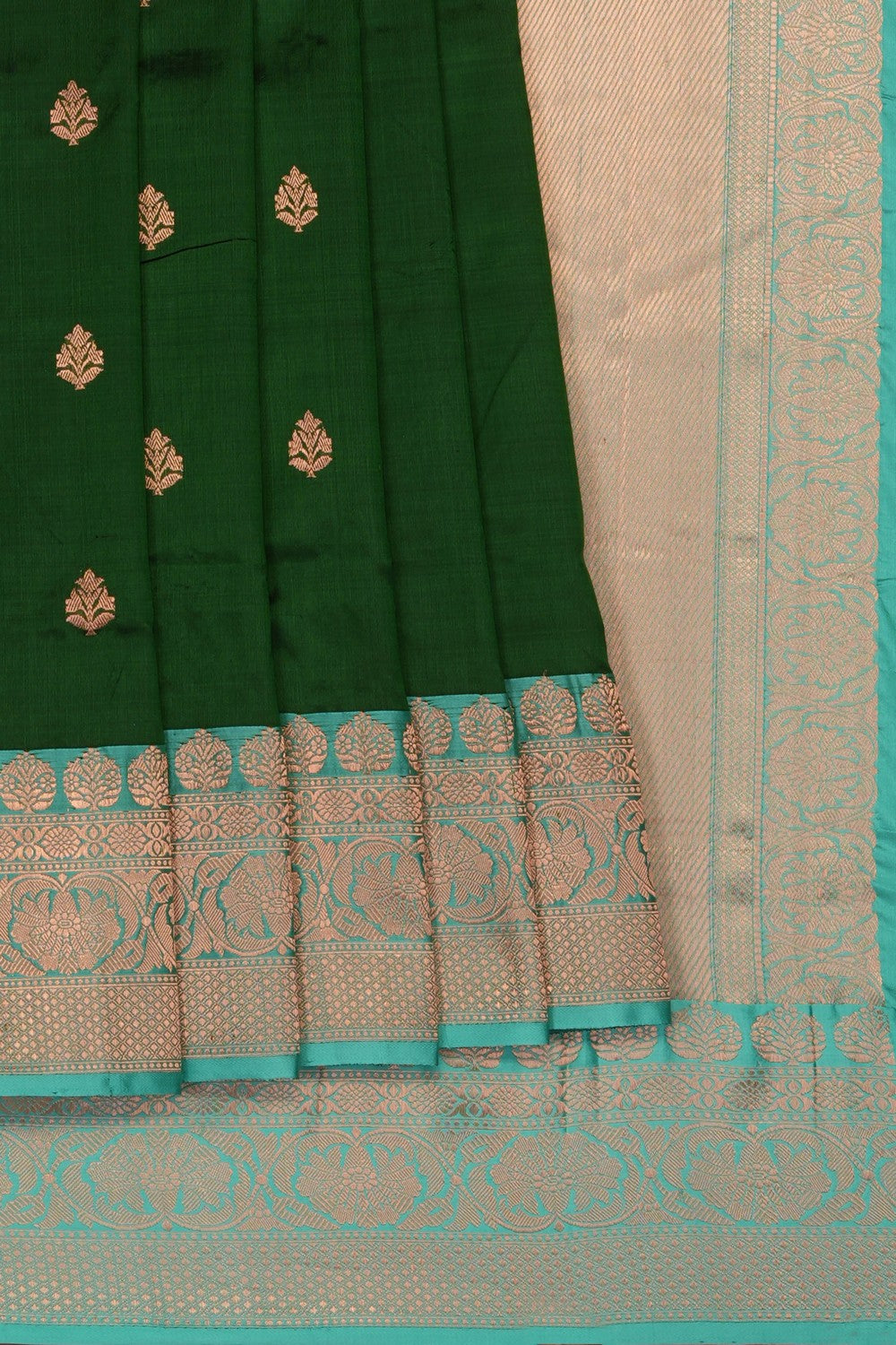 Image of Bottle-Green Banarasi Katan Silk Saree
