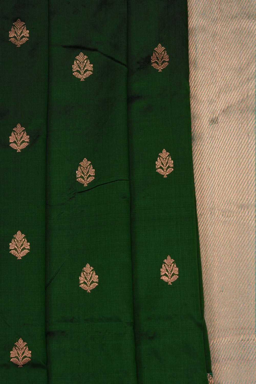 Image of Bottle-Green Banarasi Katan Silk Saree