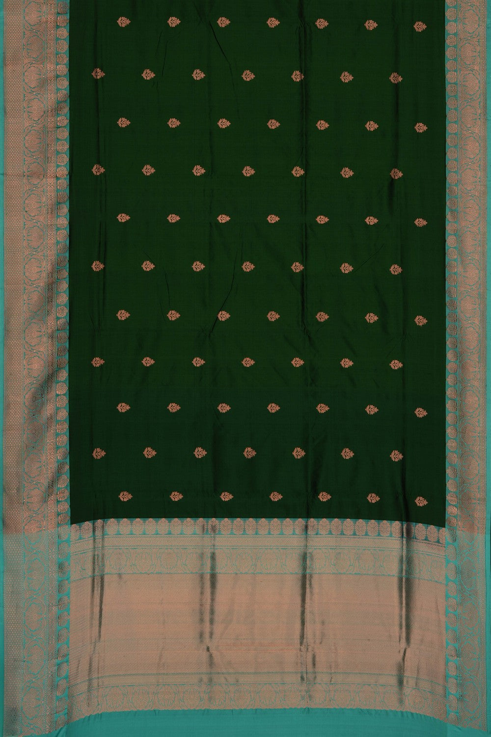 Image of Bottle-Green Banarasi Katan Silk Saree
