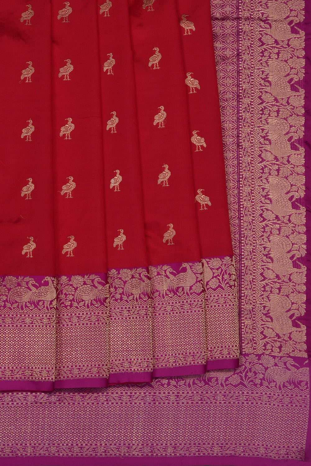 Image of Red Banarasi Katan Silk Saree