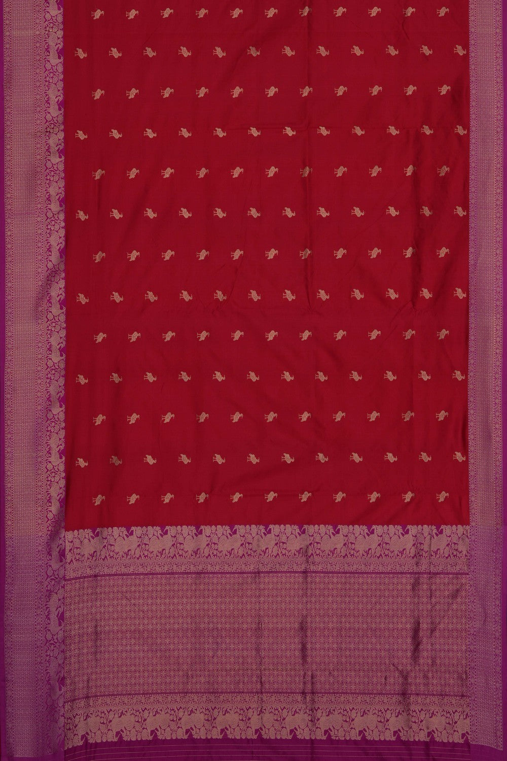 Image of Red Banarasi Katan Silk Saree