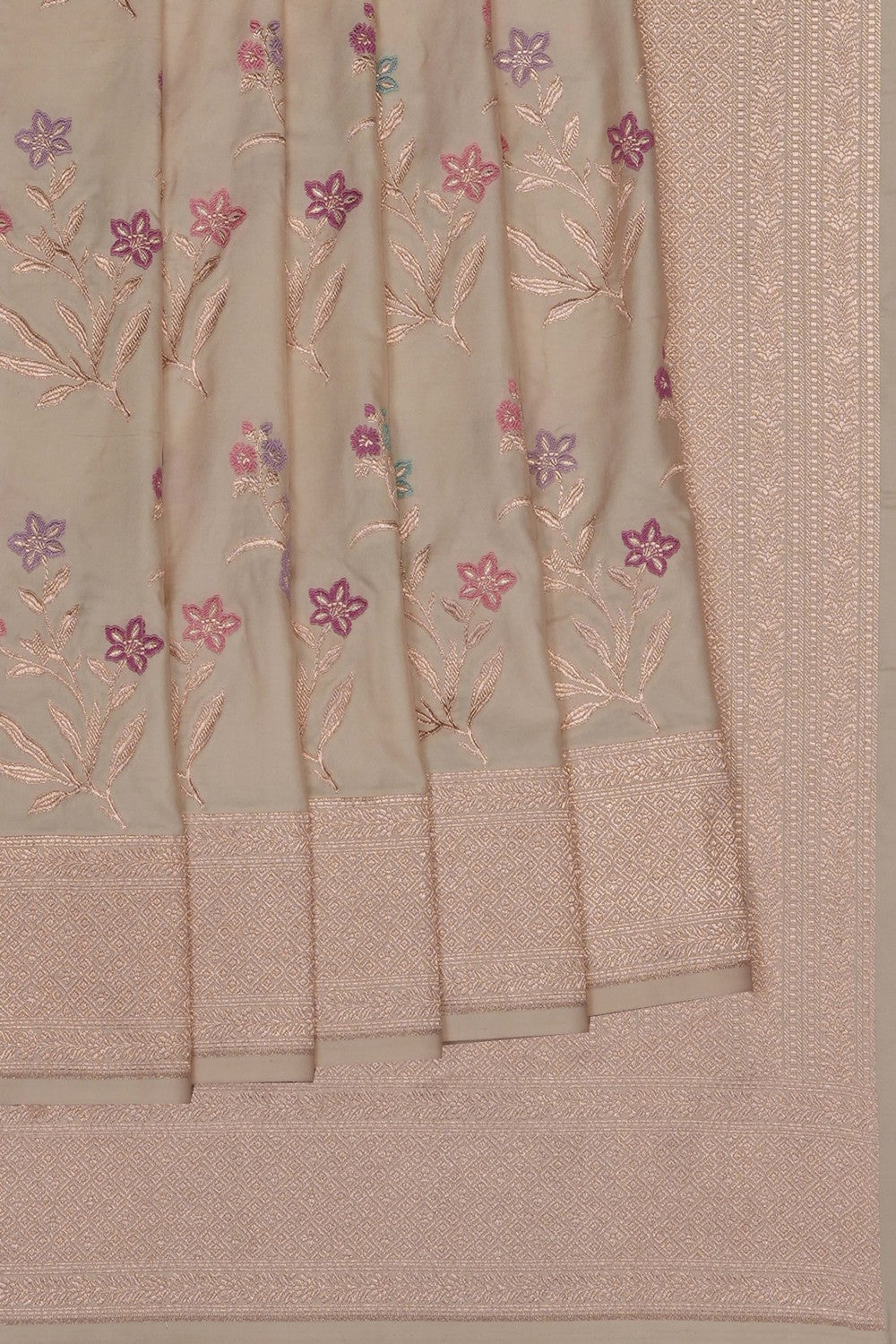 Image of Off-White Banarasi Katan Silk Saree