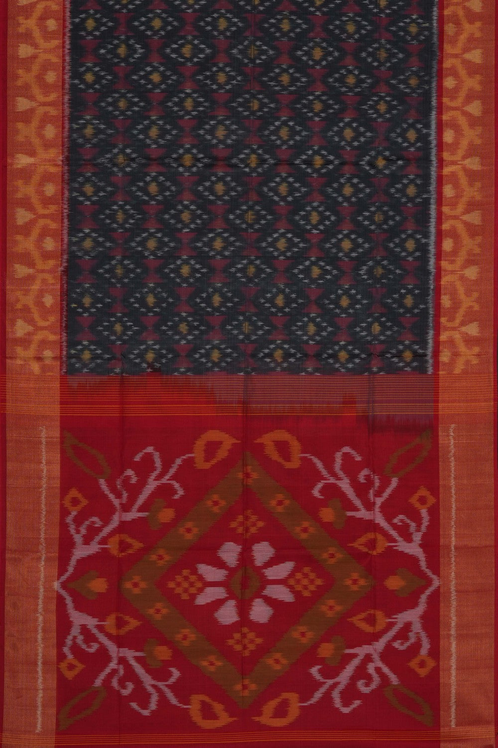 Image of South Silk-Cotton Ikat Fusion Saree