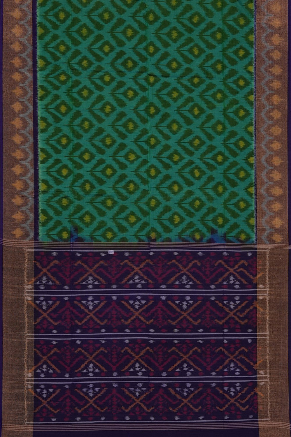 Image of South Silk-Cotton Ikat Fusion Saree