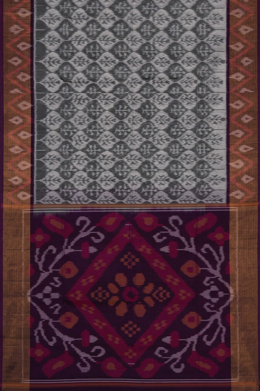 Image of South Silk-Cotton Ikat Fusion Saree
