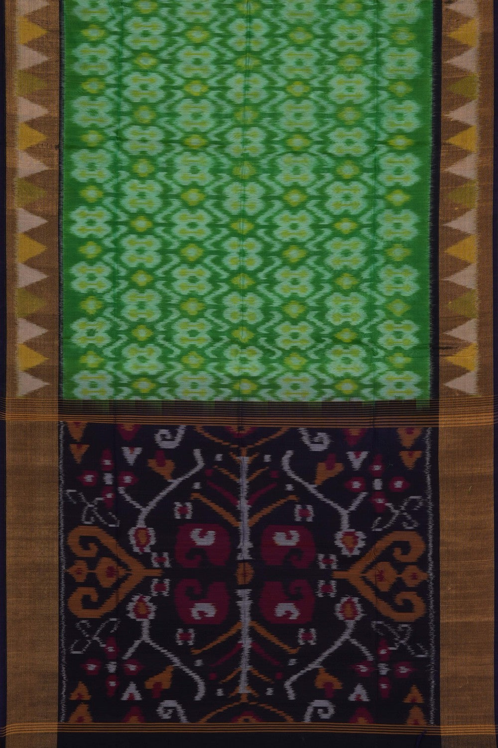 Image of South Silk-Cotton Ikat Fusion Saree