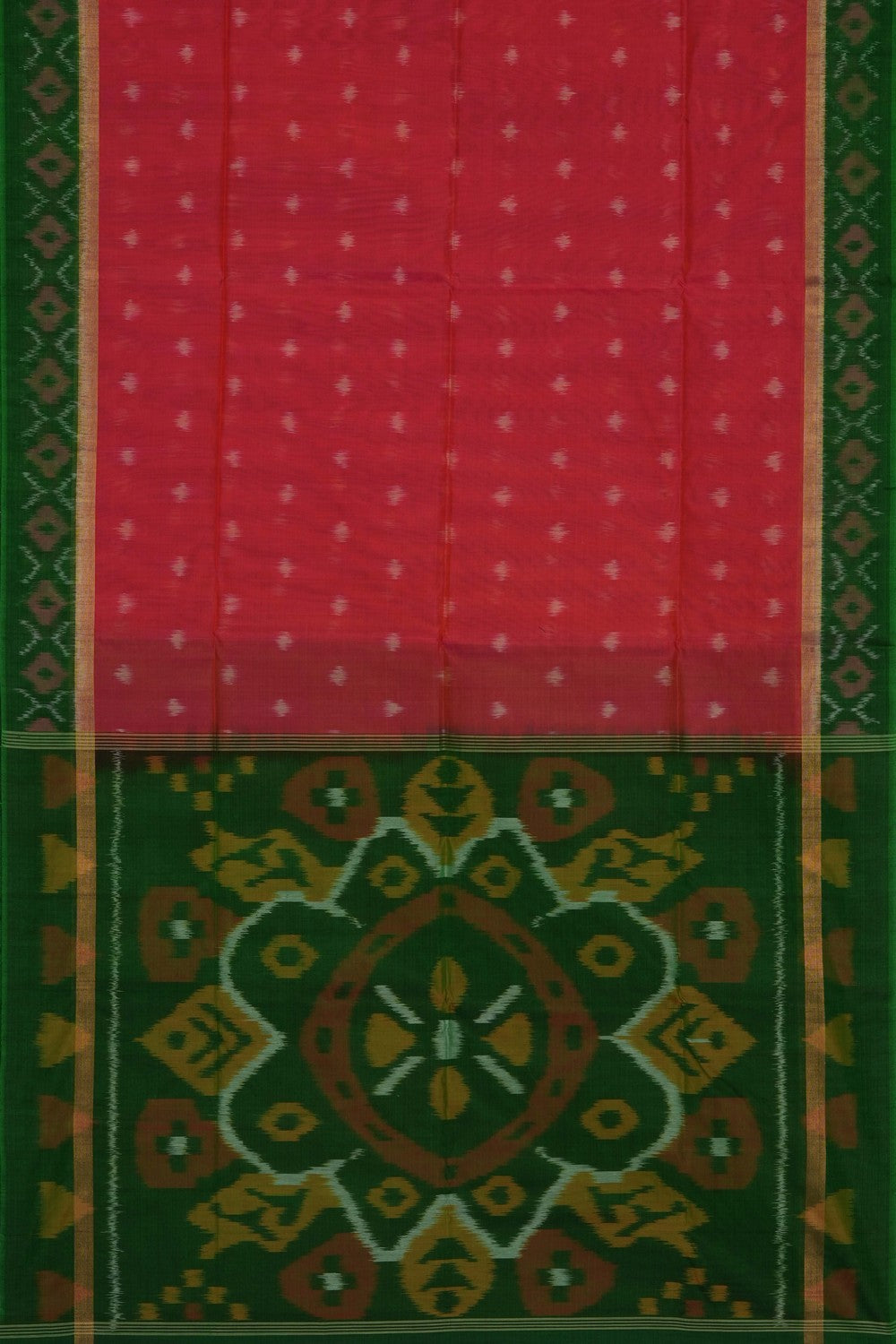 Image of South Silk-Cotton Ikat Fusion Saree