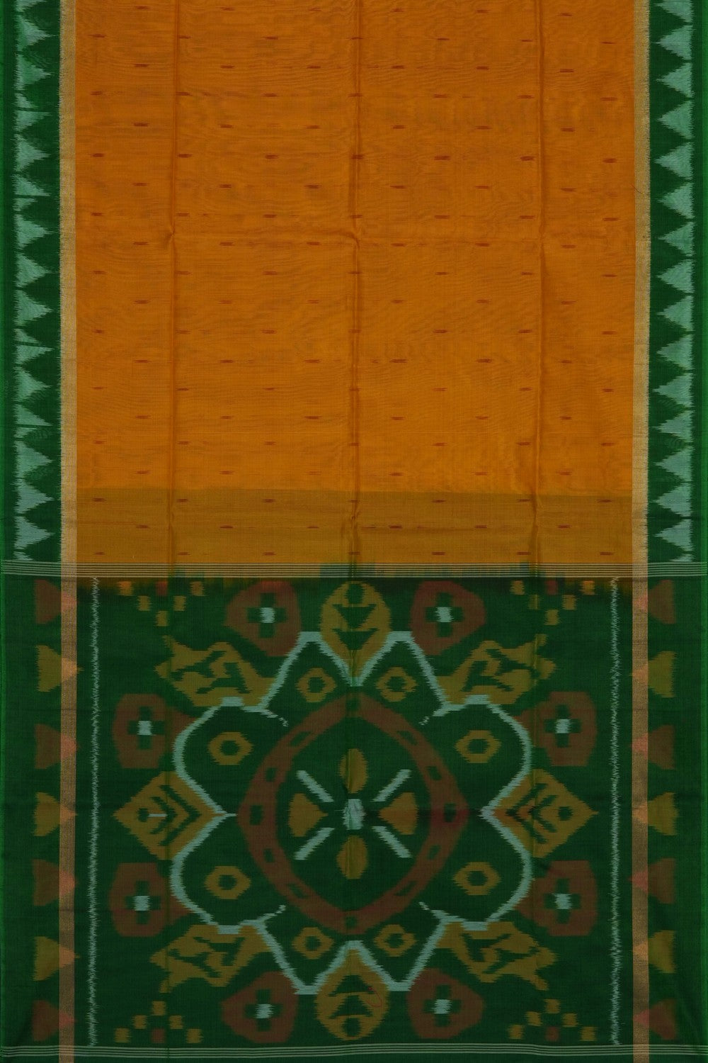 Image of South Silk-Cotton Ikat Fusion Saree