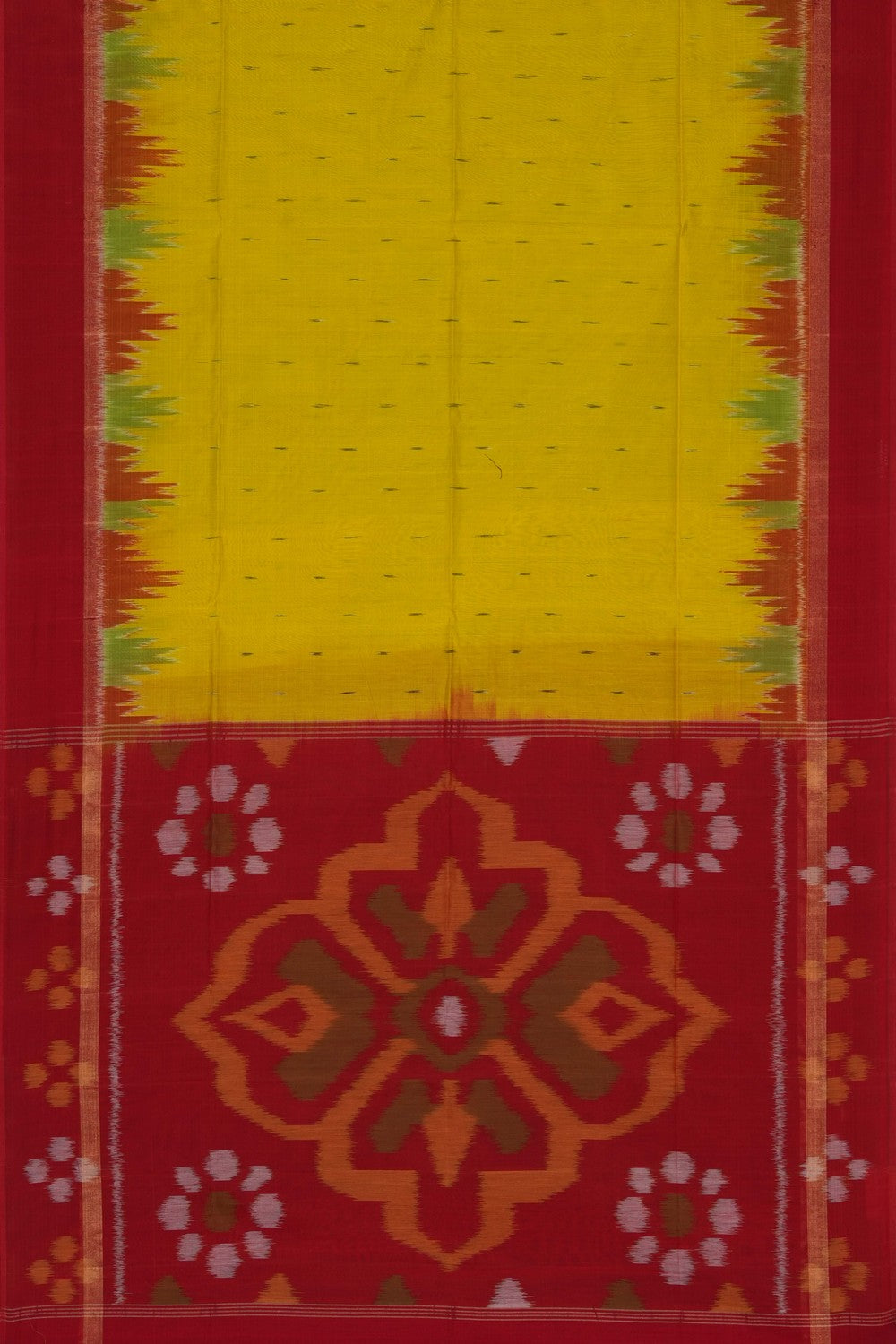 Image of South Silk-Cotton Ikat Fusion Saree