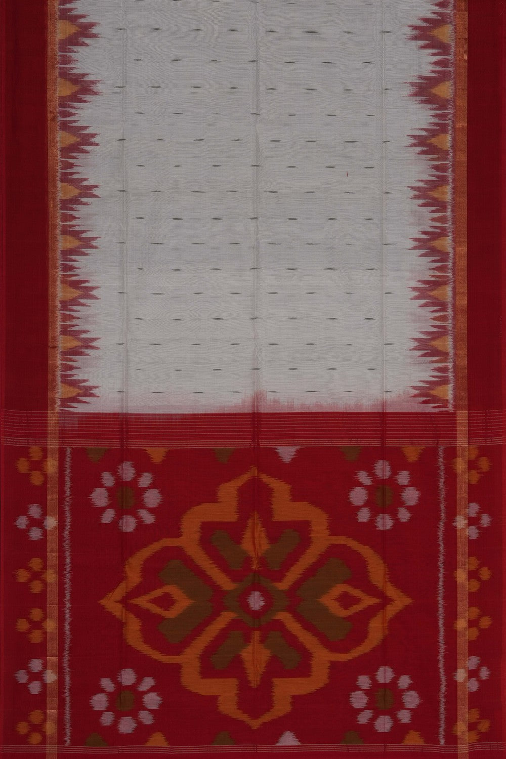 Image of South Silk-Cotton Ikat Fusion Saree