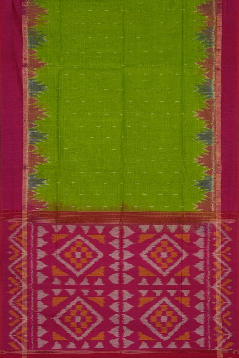 Image of South Silk-Cotton Ikat Fusion Saree