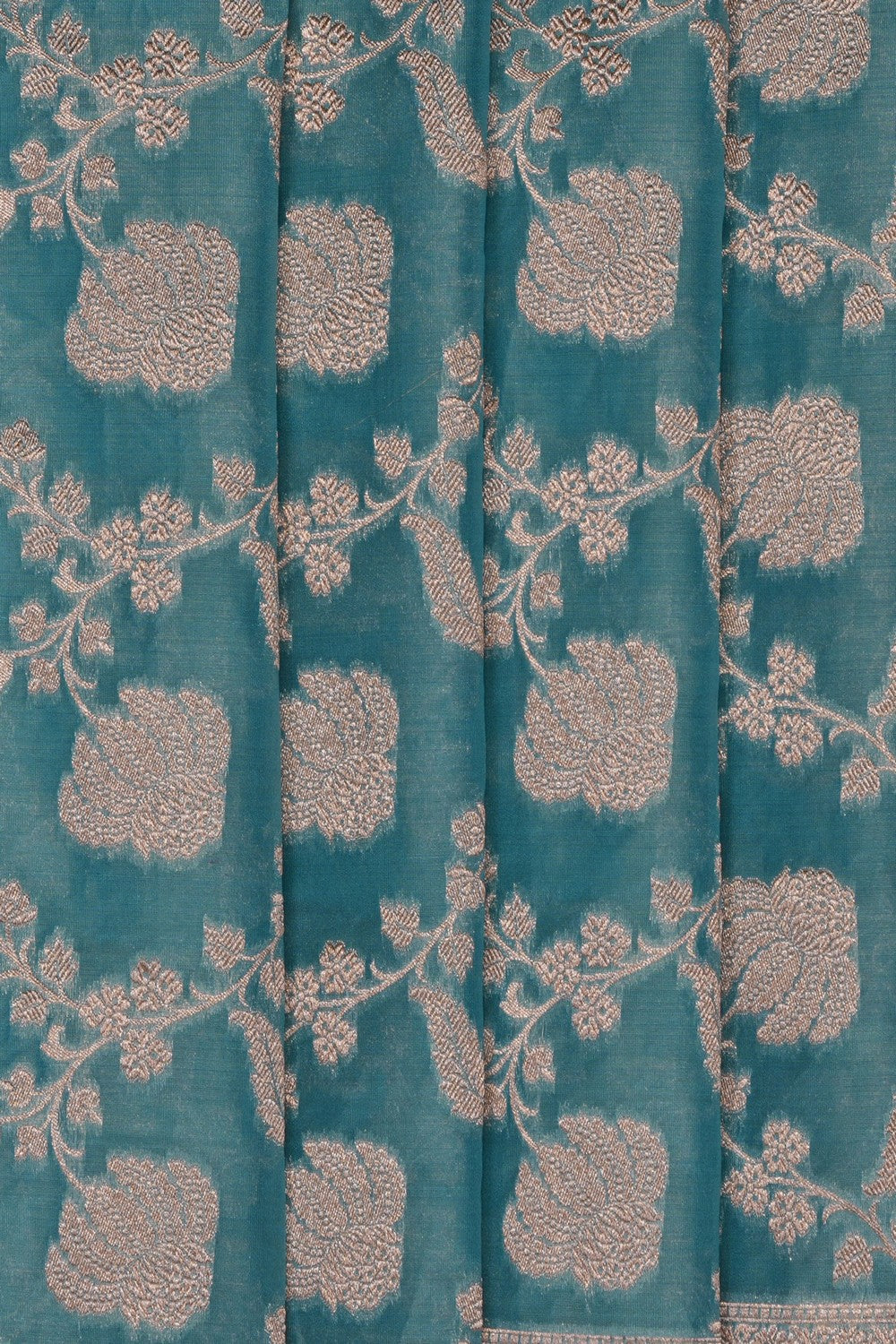 Image of Teal Blue Banarasi Tissue Silk Saree