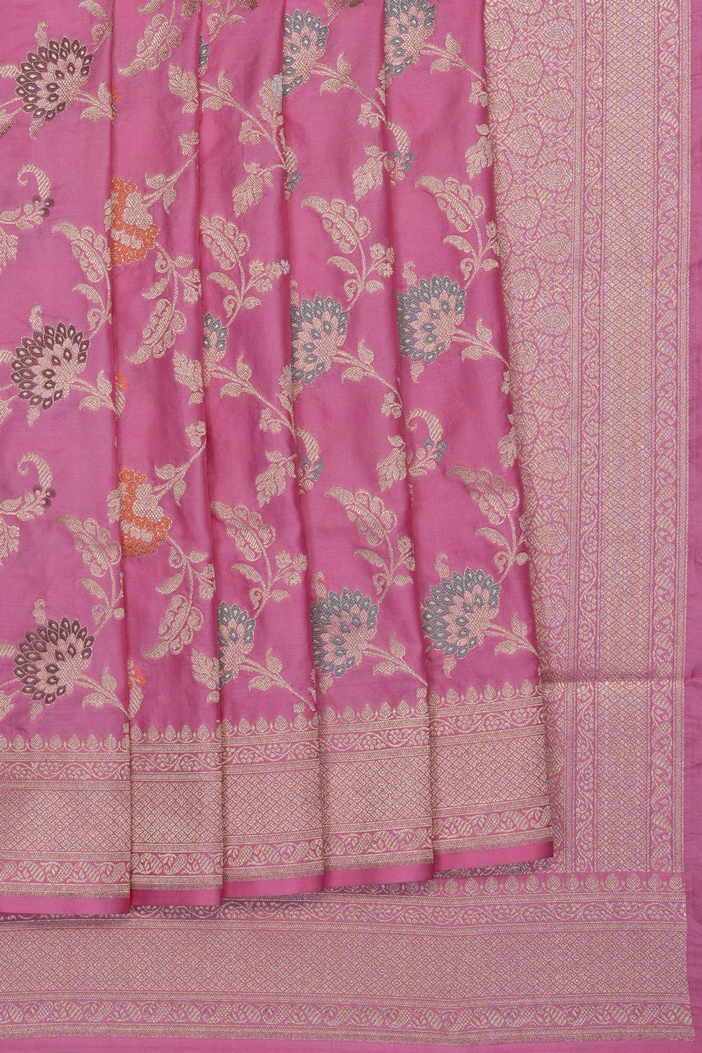 Image of Pink Banarasi Katan Silk Saree