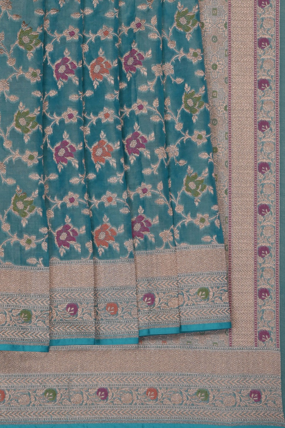 Image of Blue Banarasi Tissue Silk Saree