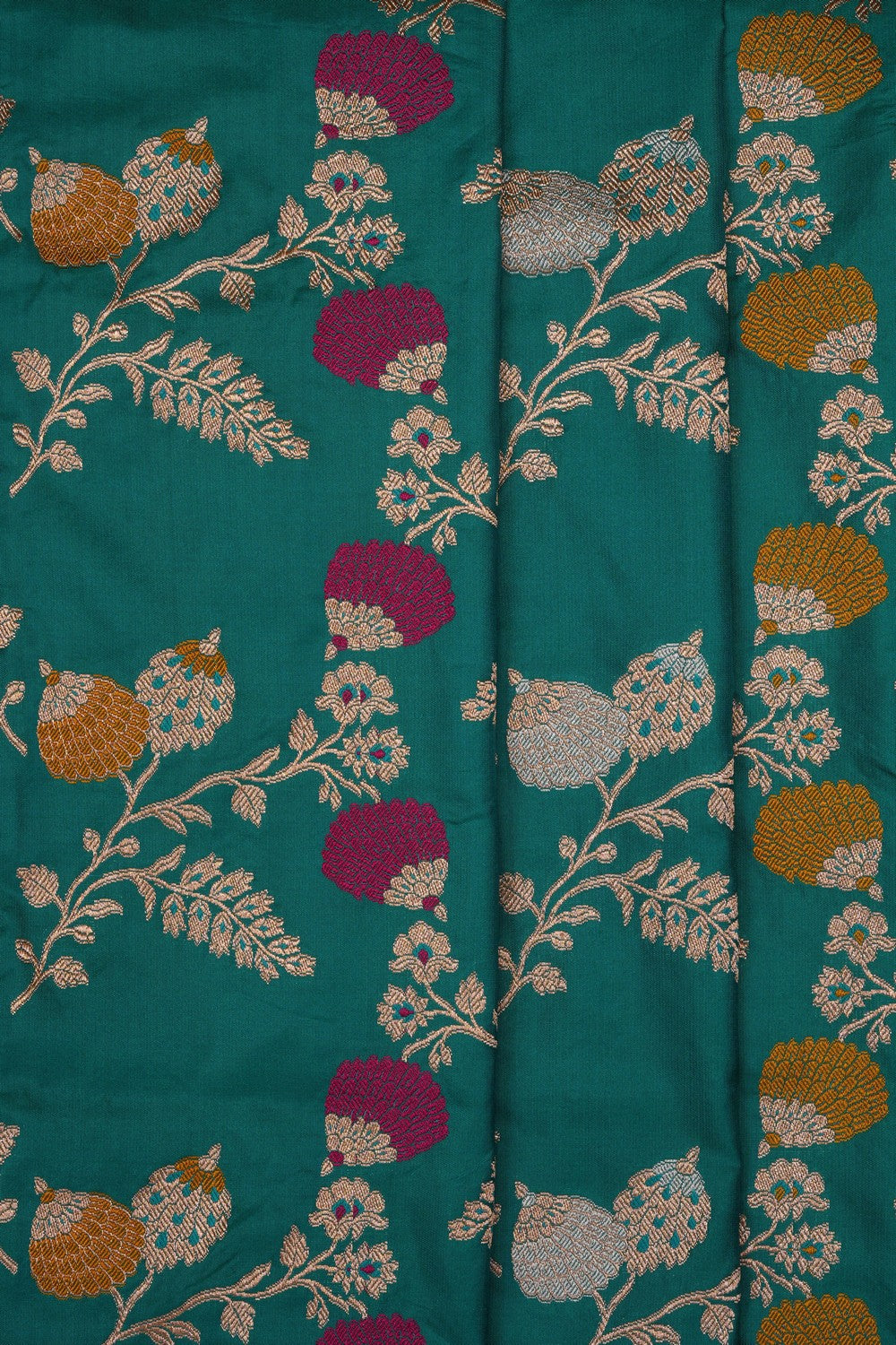 Image of Teal Green Banarasi Katan Silk Saree