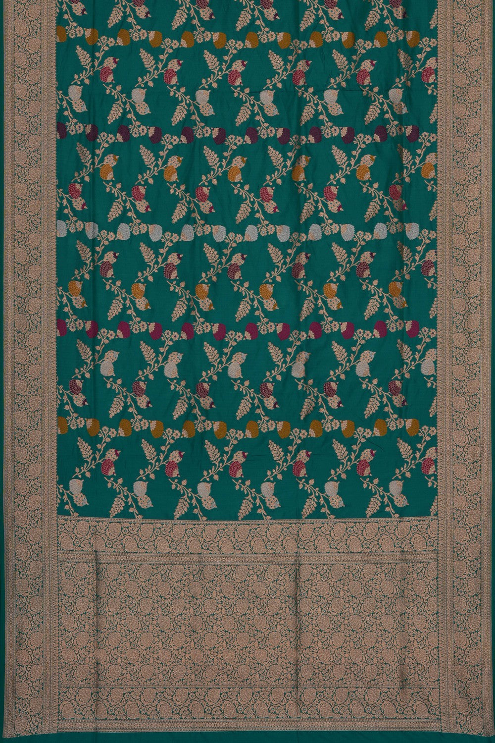 Image of Teal Green Banarasi Katan Silk Saree