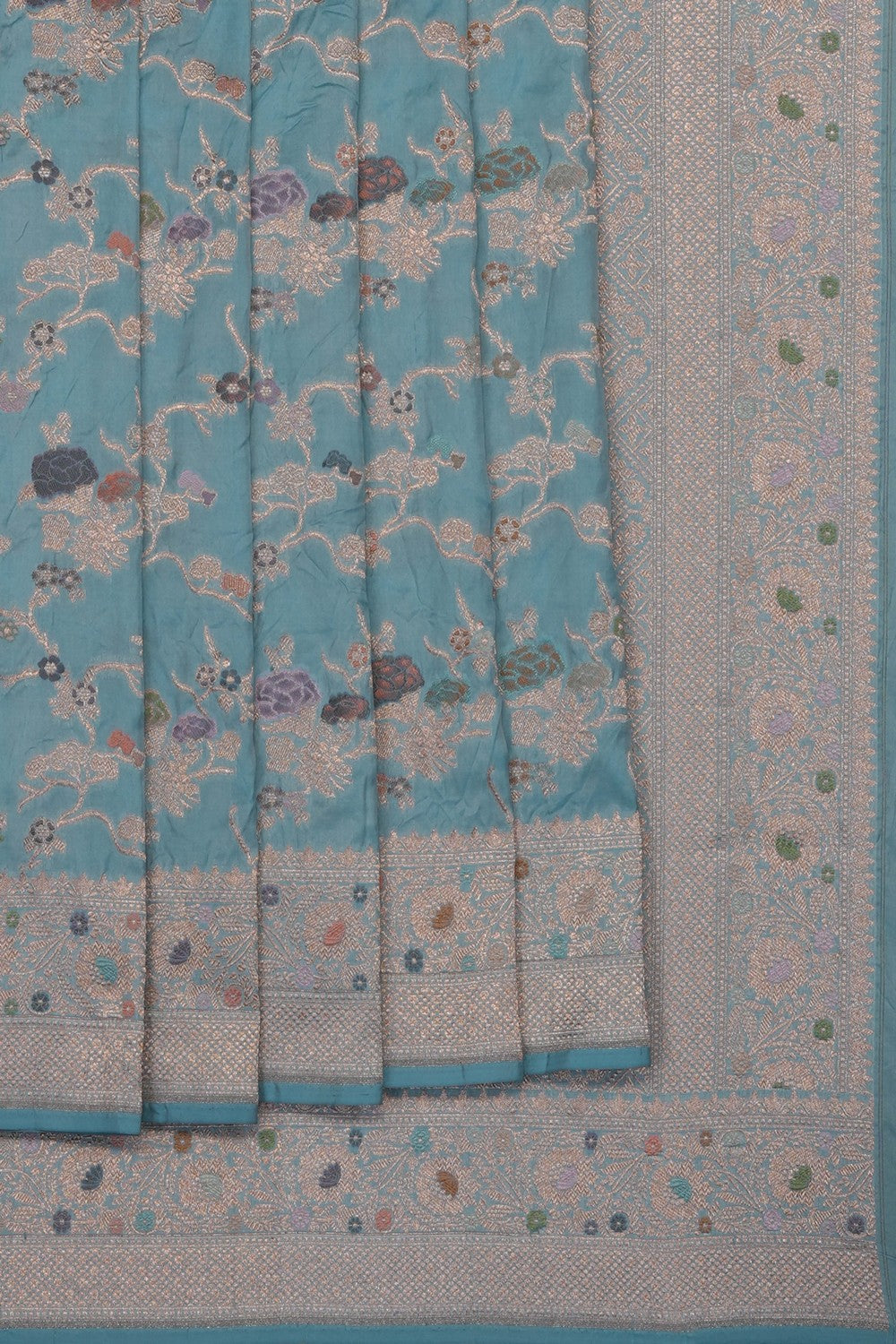 Image of Sky Blue Banarasi Katan Silk Saree