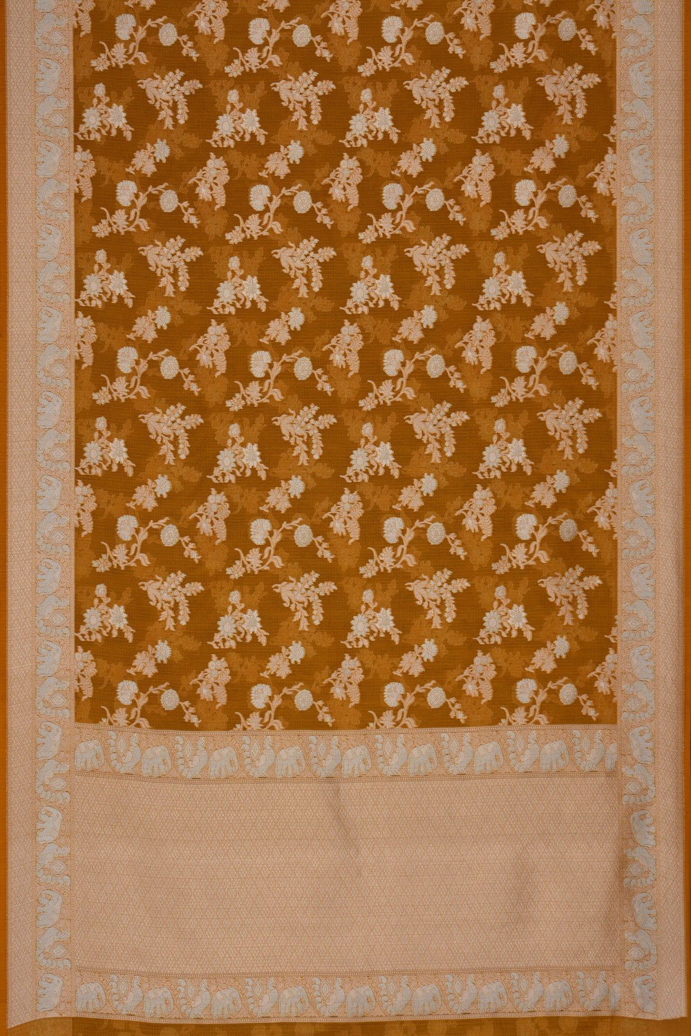 Image of Mustard Banarasi Kora Saree