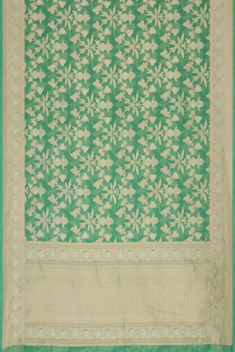 Image of Sea Green Banarasi Kora Saree