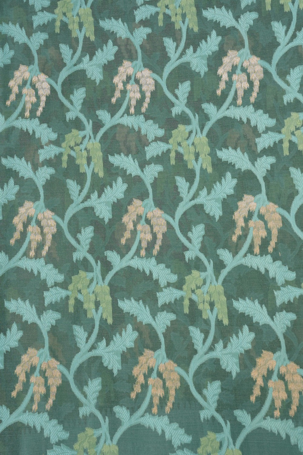 Image of Sage-Green Banarasi Kora Saree