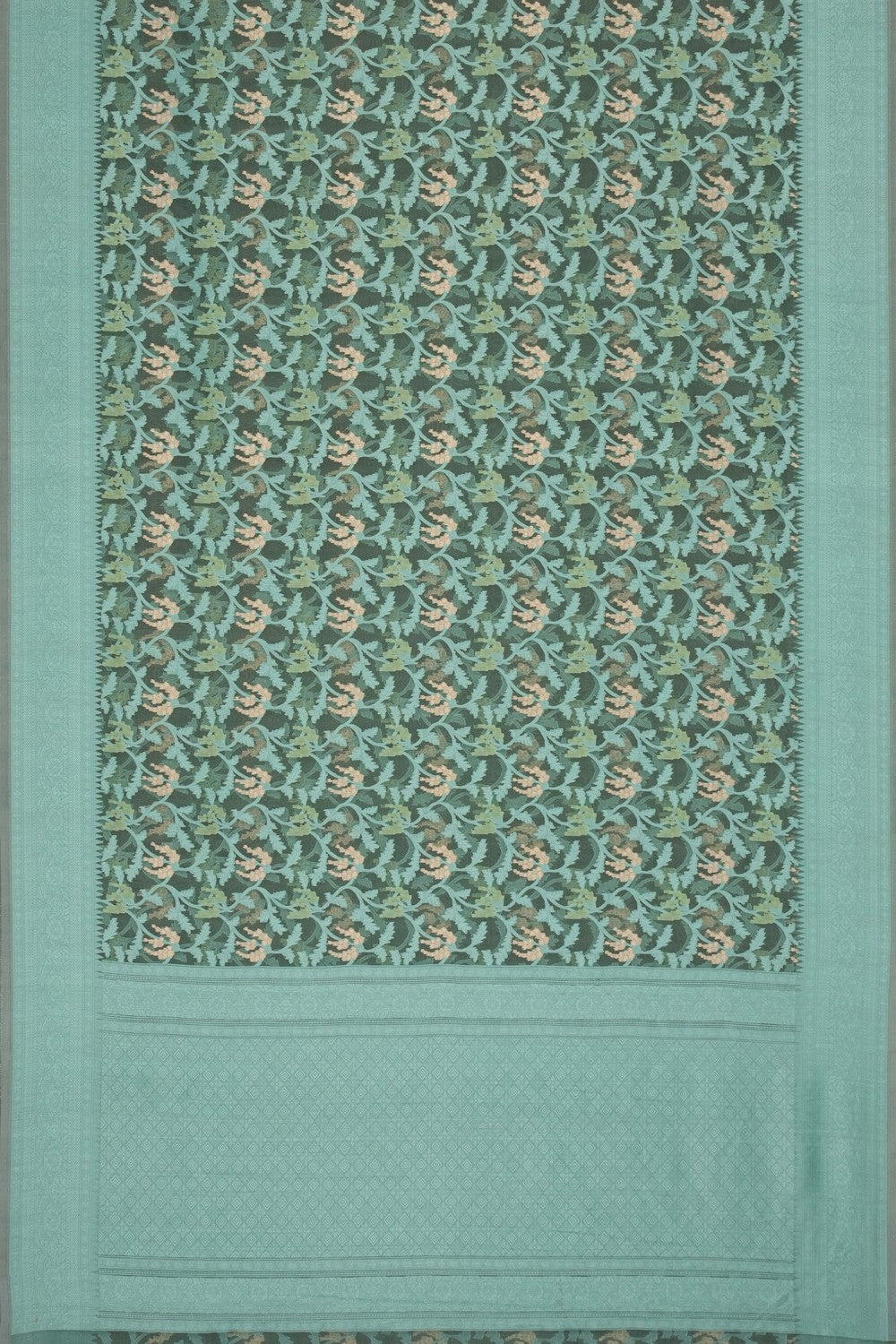 Image of Sage-Green Banarasi Kora Saree