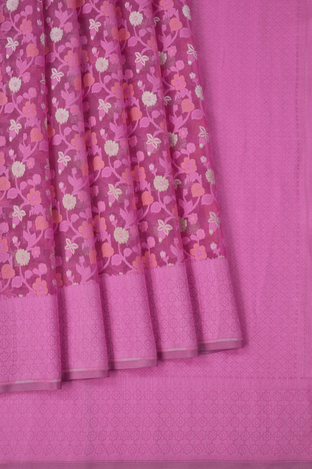 Image of Pink Banarasi Kora Saree