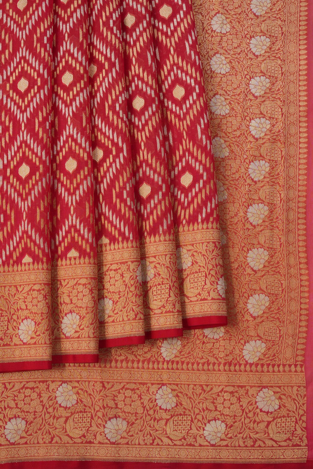 Image of Red Banarasi Kora Saree