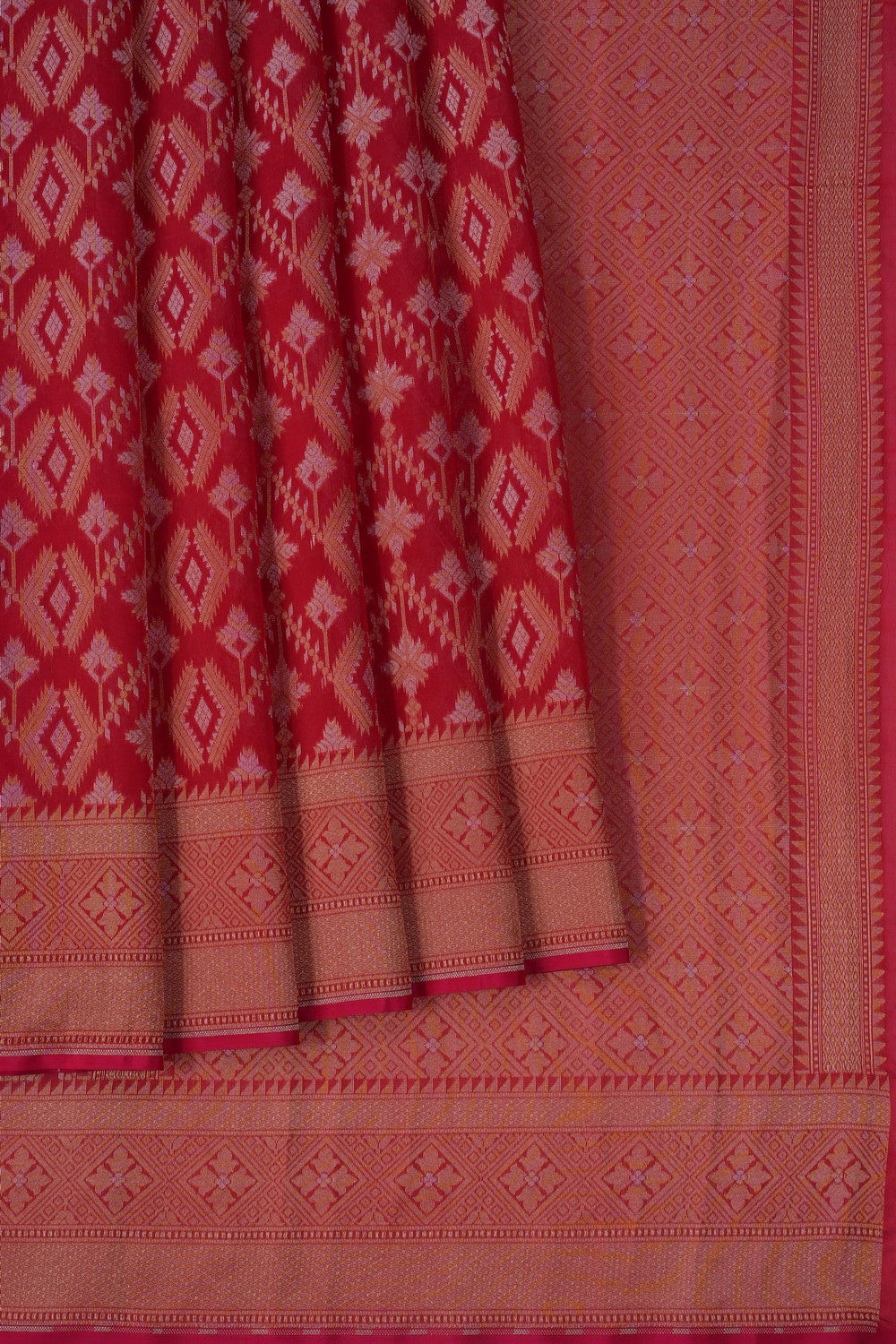 Image of Red Banarasi Kora Saree