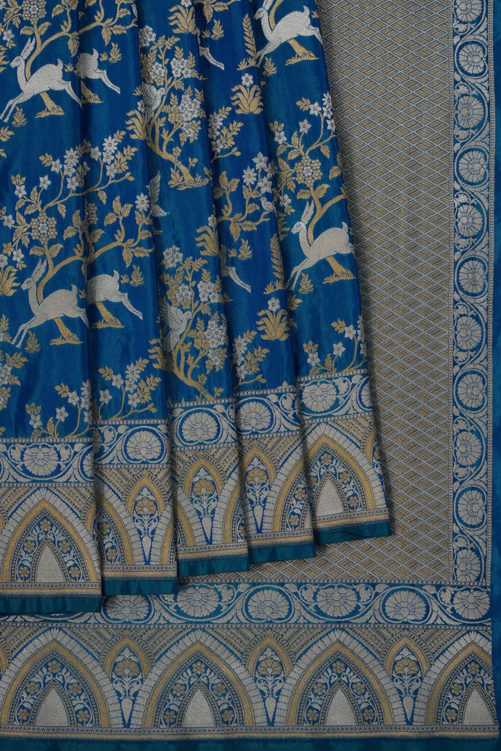 Image of Blue Banarasi Silk Saree