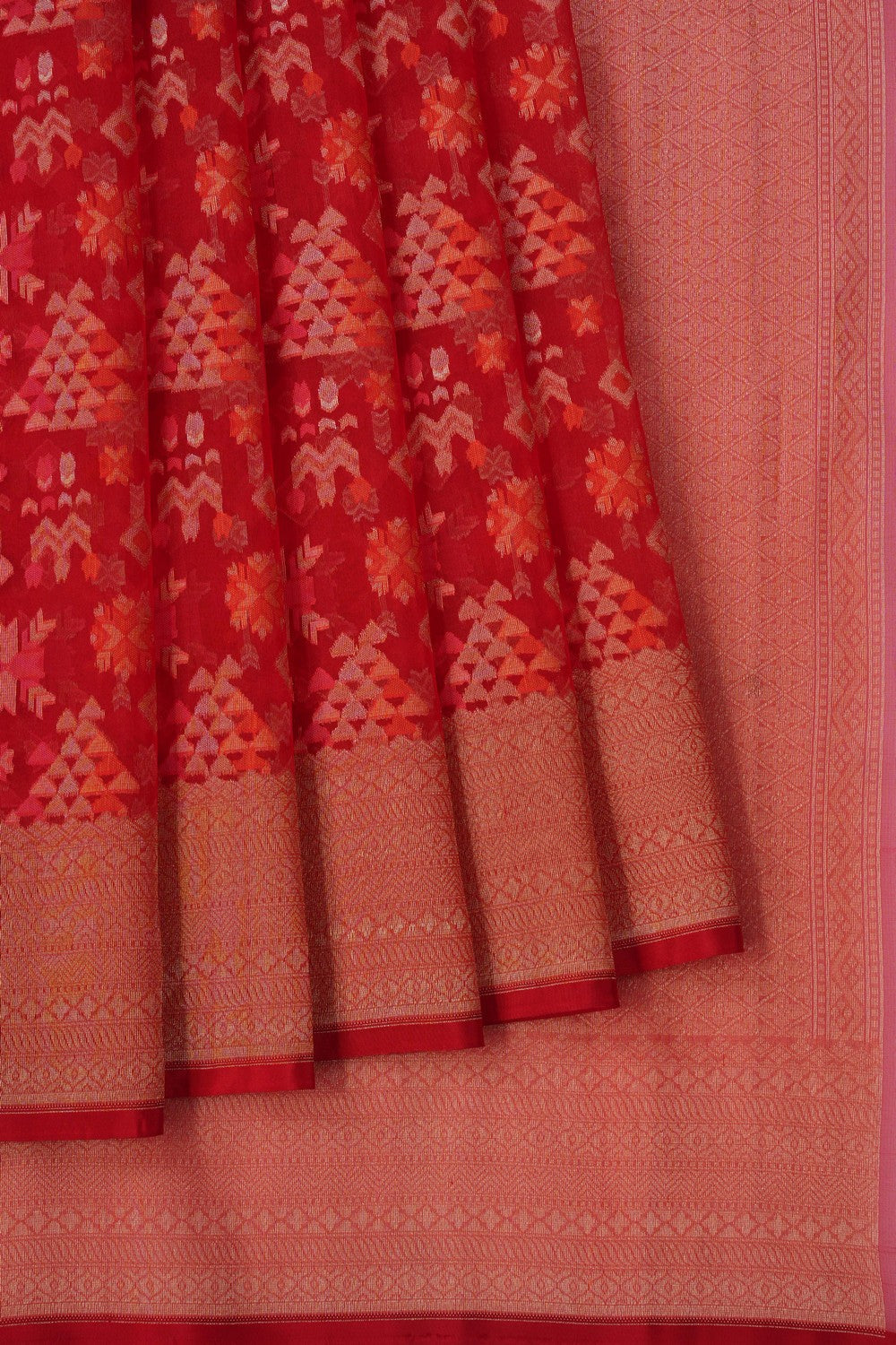 Image of Red Banarasi Kora Saree