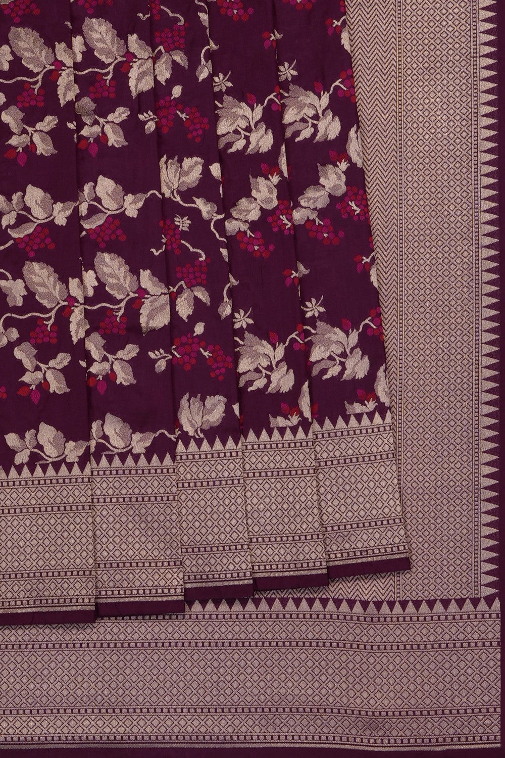 Image of Violet Banarasi Katan Brocade Silk Saree