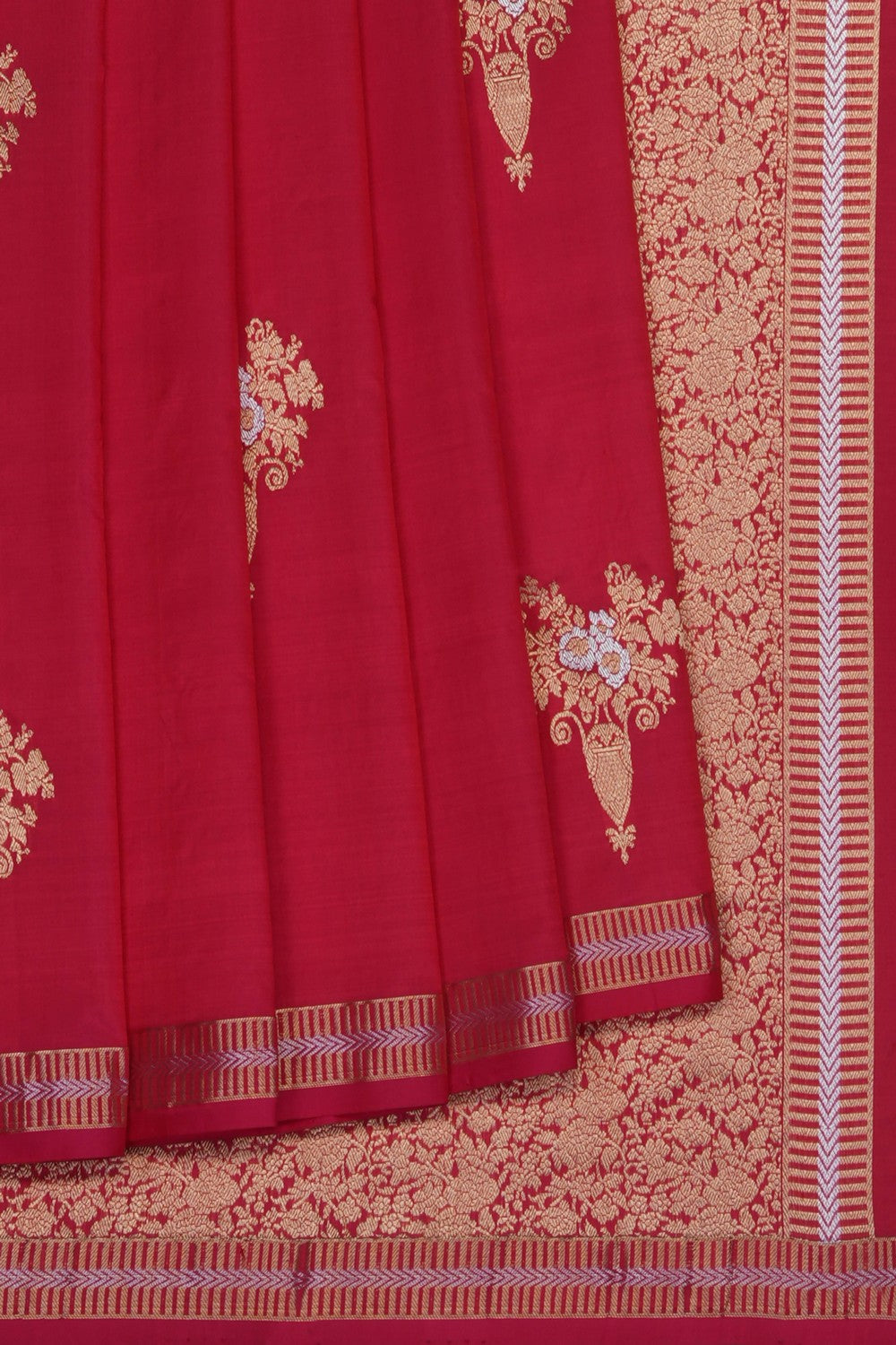 Image of Red Banarasi Katan Silk Saree