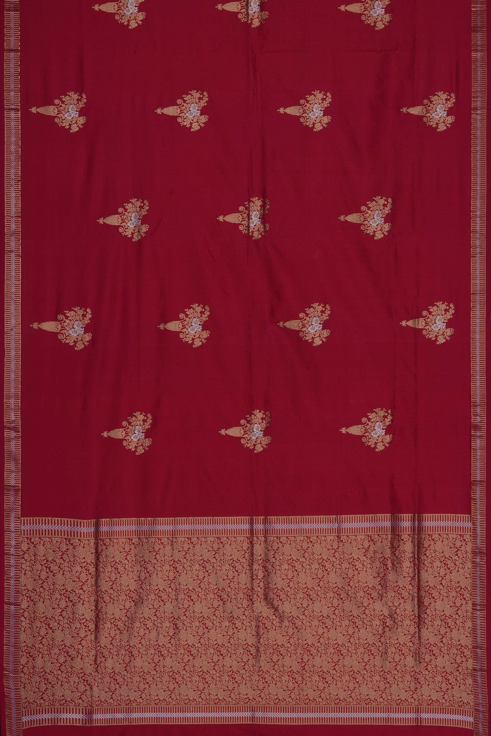 Image of Red Banarasi Katan Silk Saree