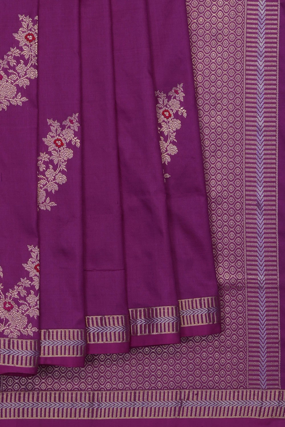 Image of Magenta-Pink Banarasi Katan Silk Saree
