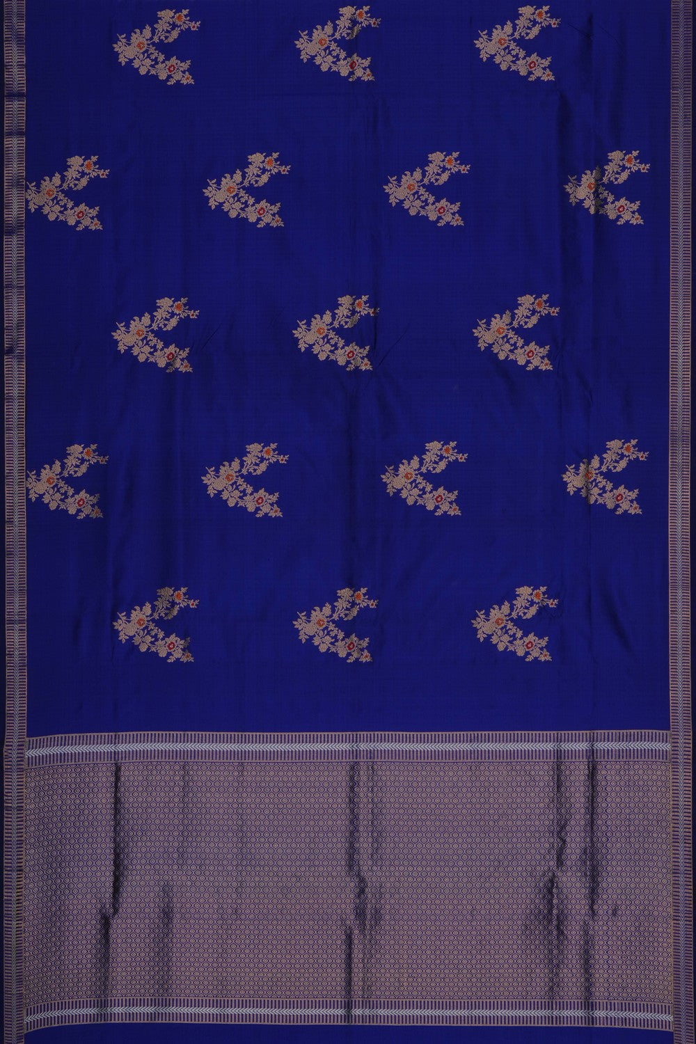 Image of Indigo Blue Banarasi Katan Silk Saree