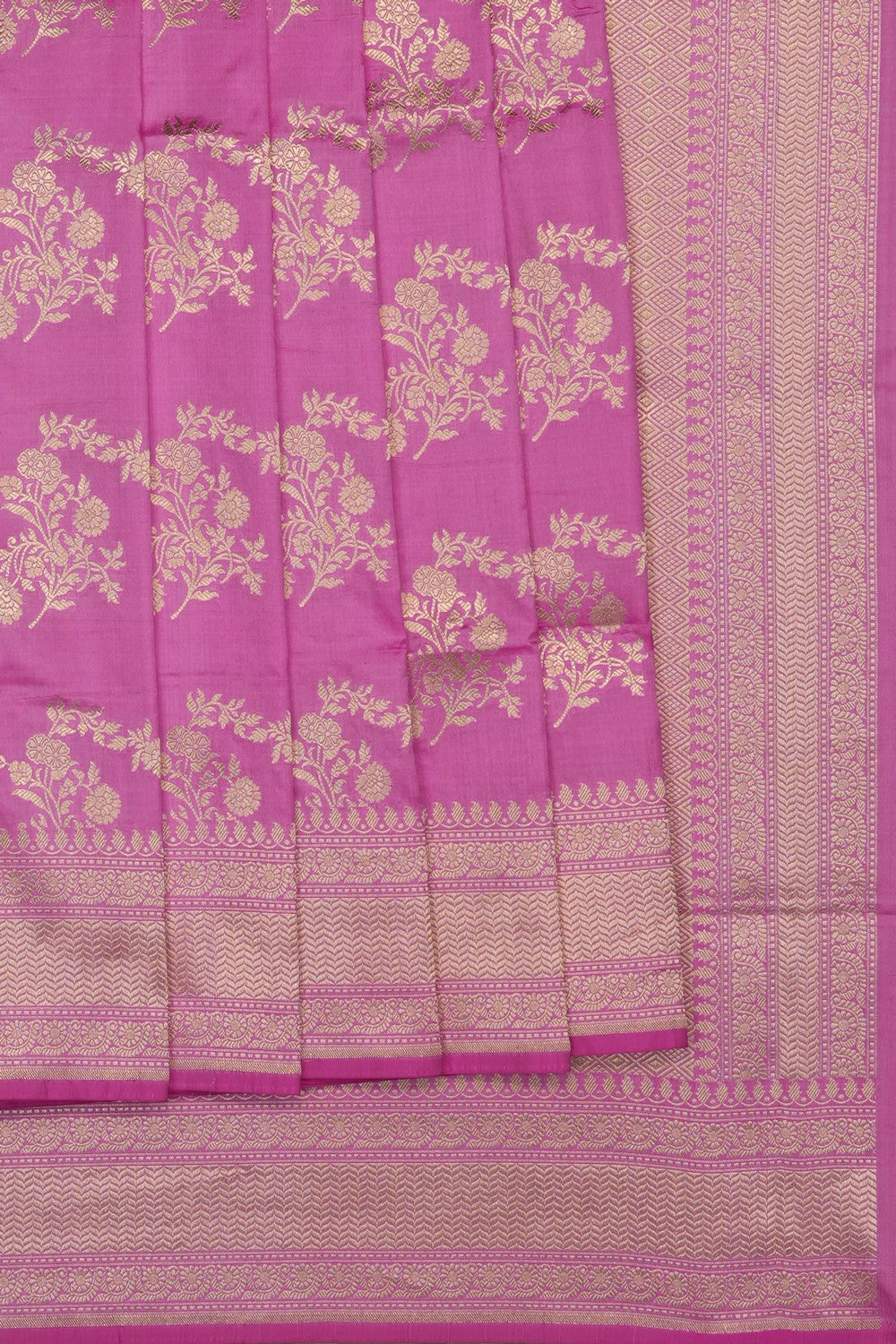Image of Pink Banarasi Katan Brocade Silk Saree