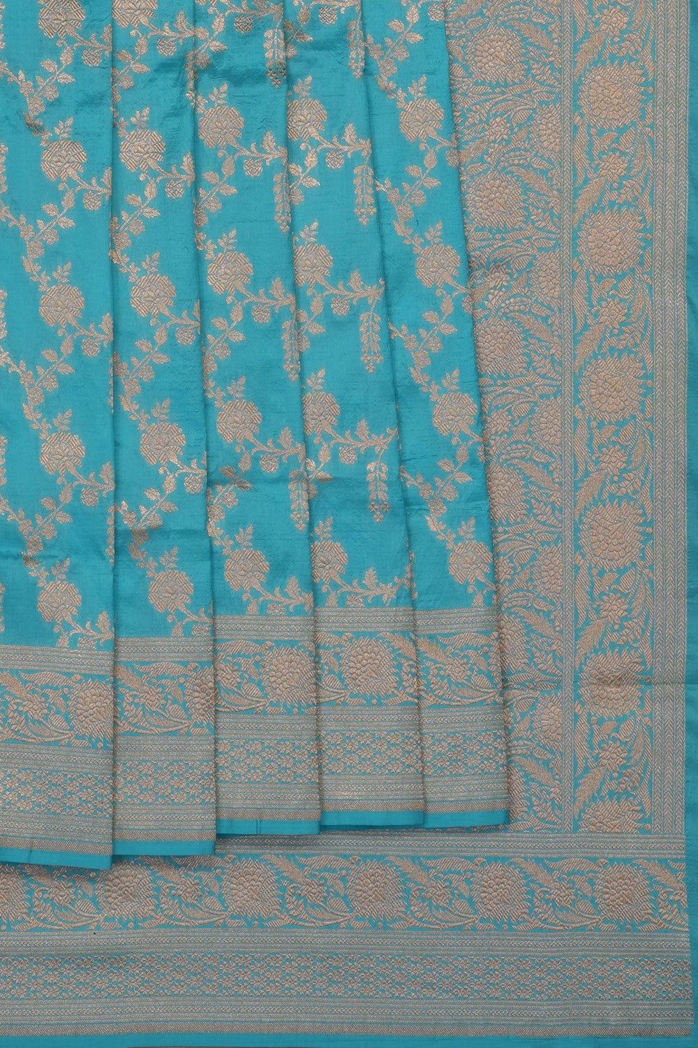 Image of Blue Banarasi Katan Silk Saree