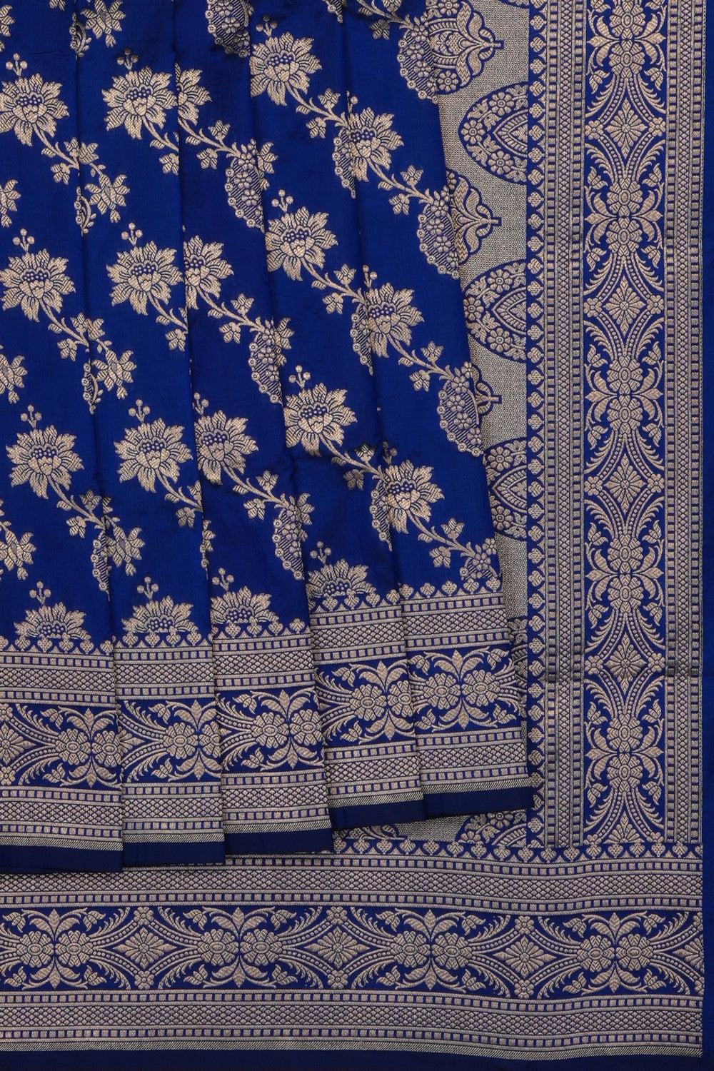 Image of Royal Blue Banarasi Katan Brocade Silk Saree