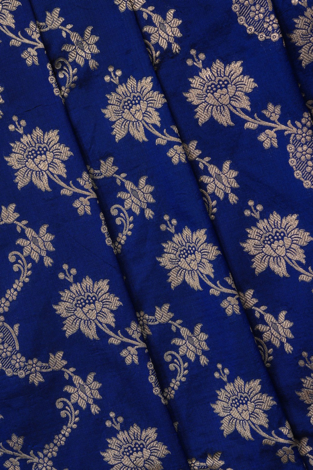 Image of Royal Blue Banarasi Katan Brocade Silk Saree