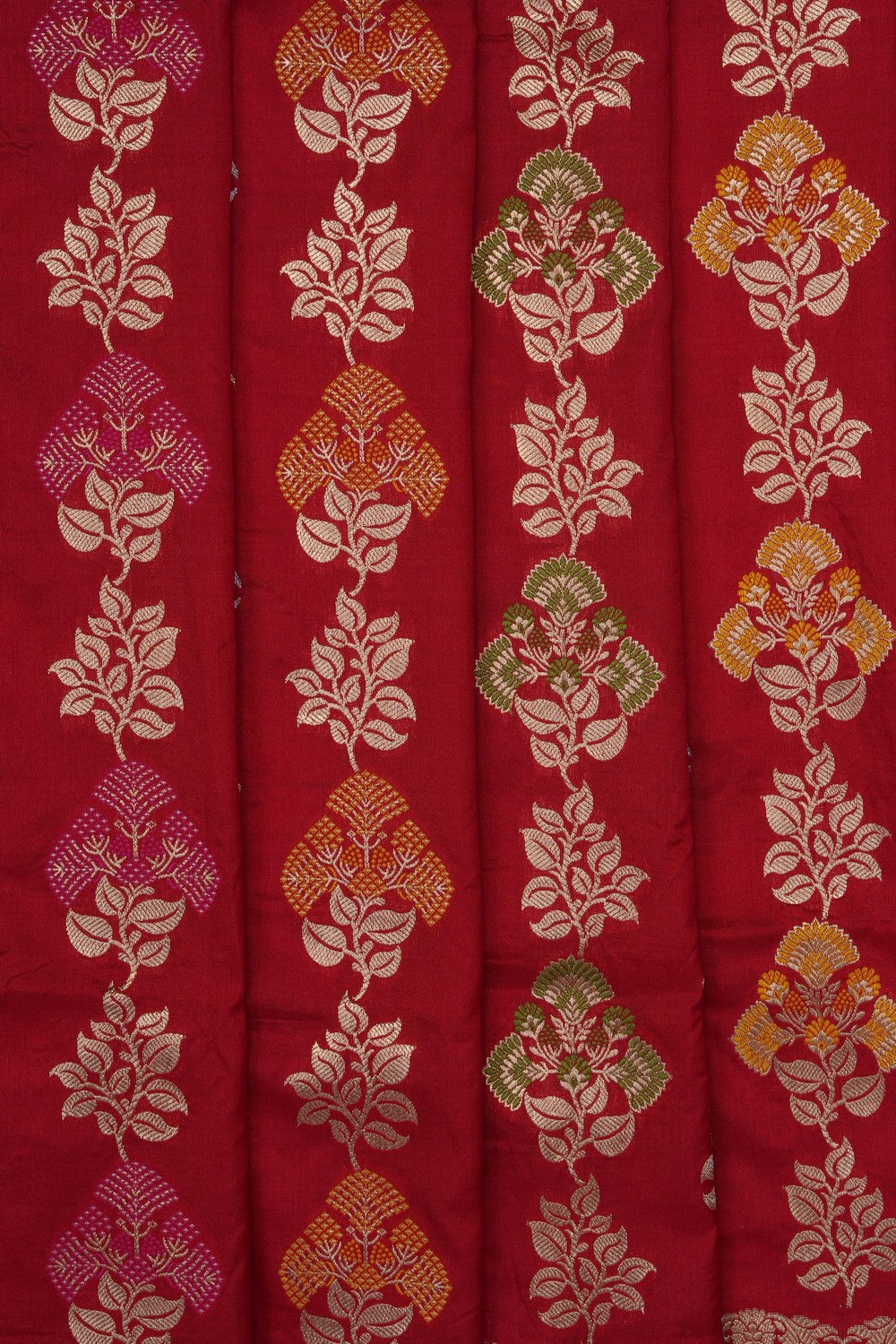 Image of Red Banarasi Katan Silk Saree