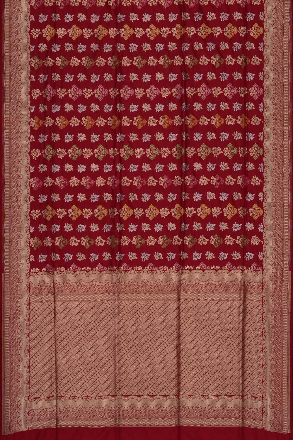 Image of Red Banarasi Katan Silk Saree