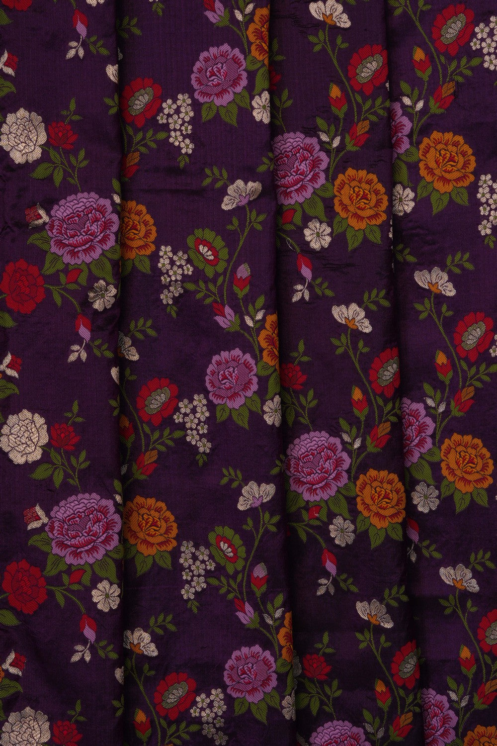 Image of Violet Banarasi Katan Brocade Silk Saree