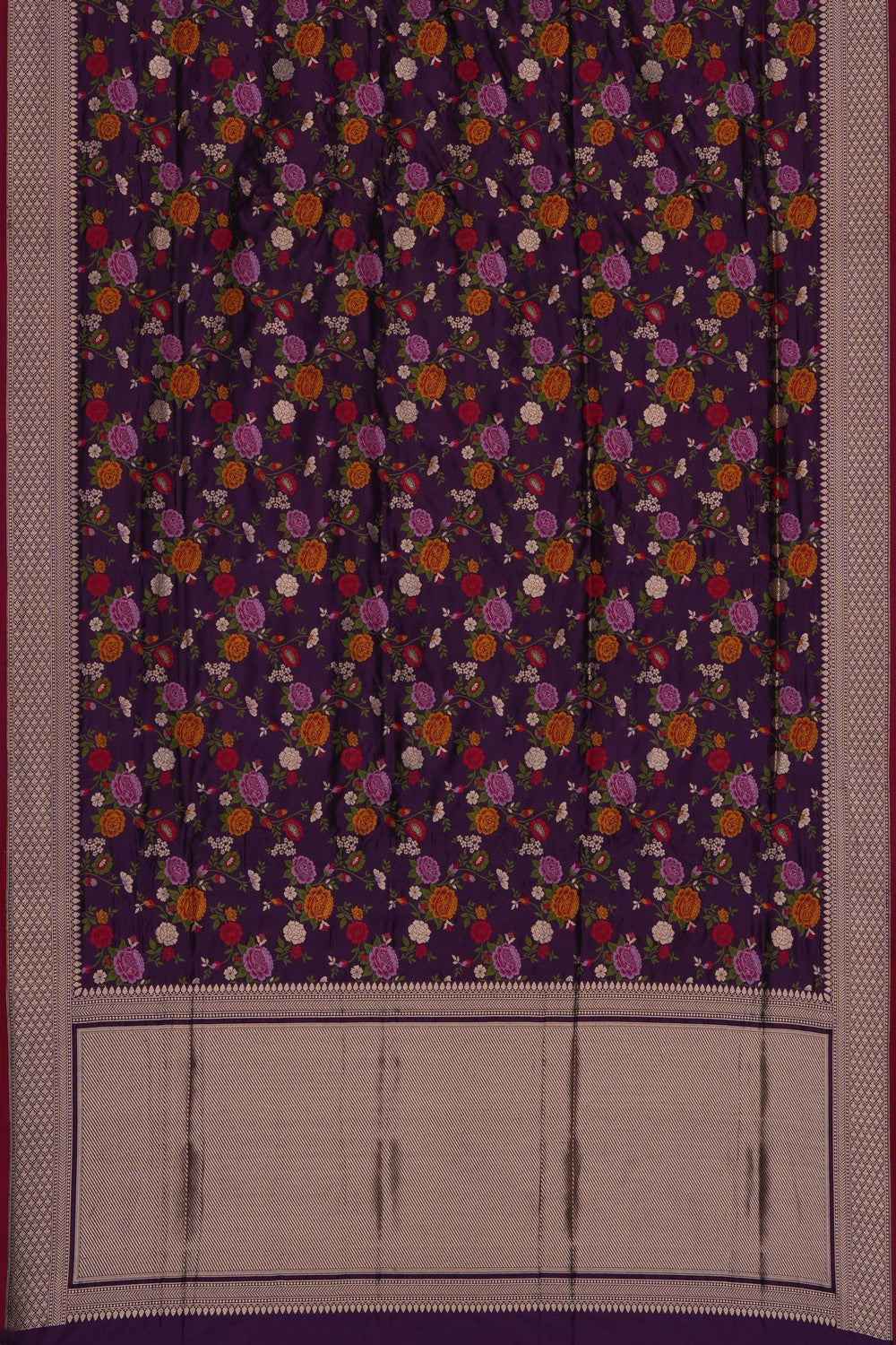 Image of Violet Banarasi Katan Brocade Silk Saree
