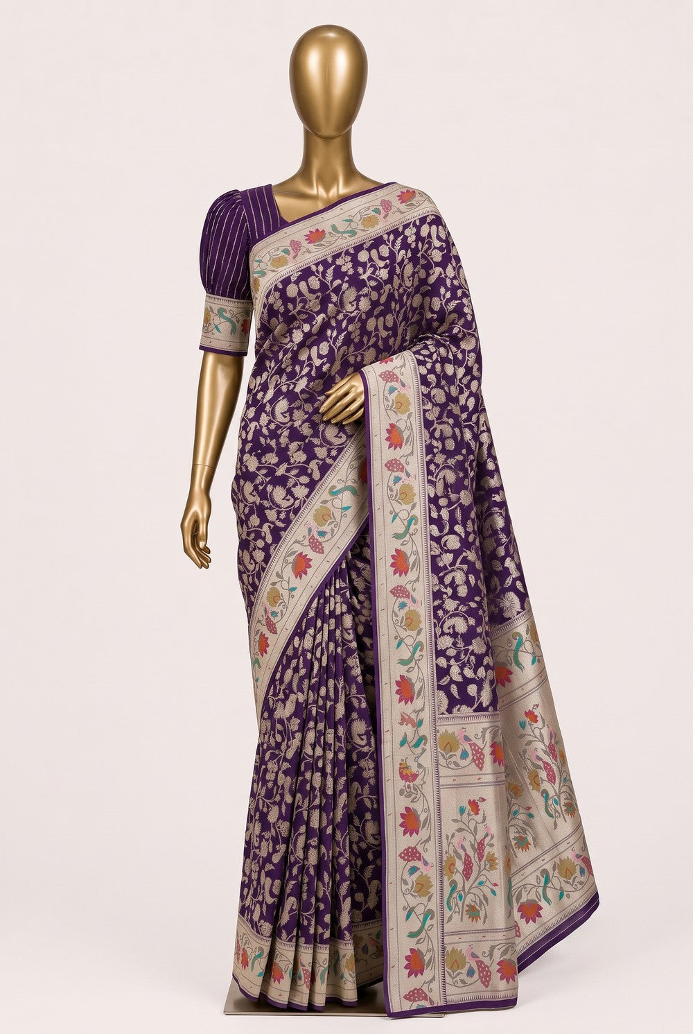 Image of Purple Georgette Brocade Saree