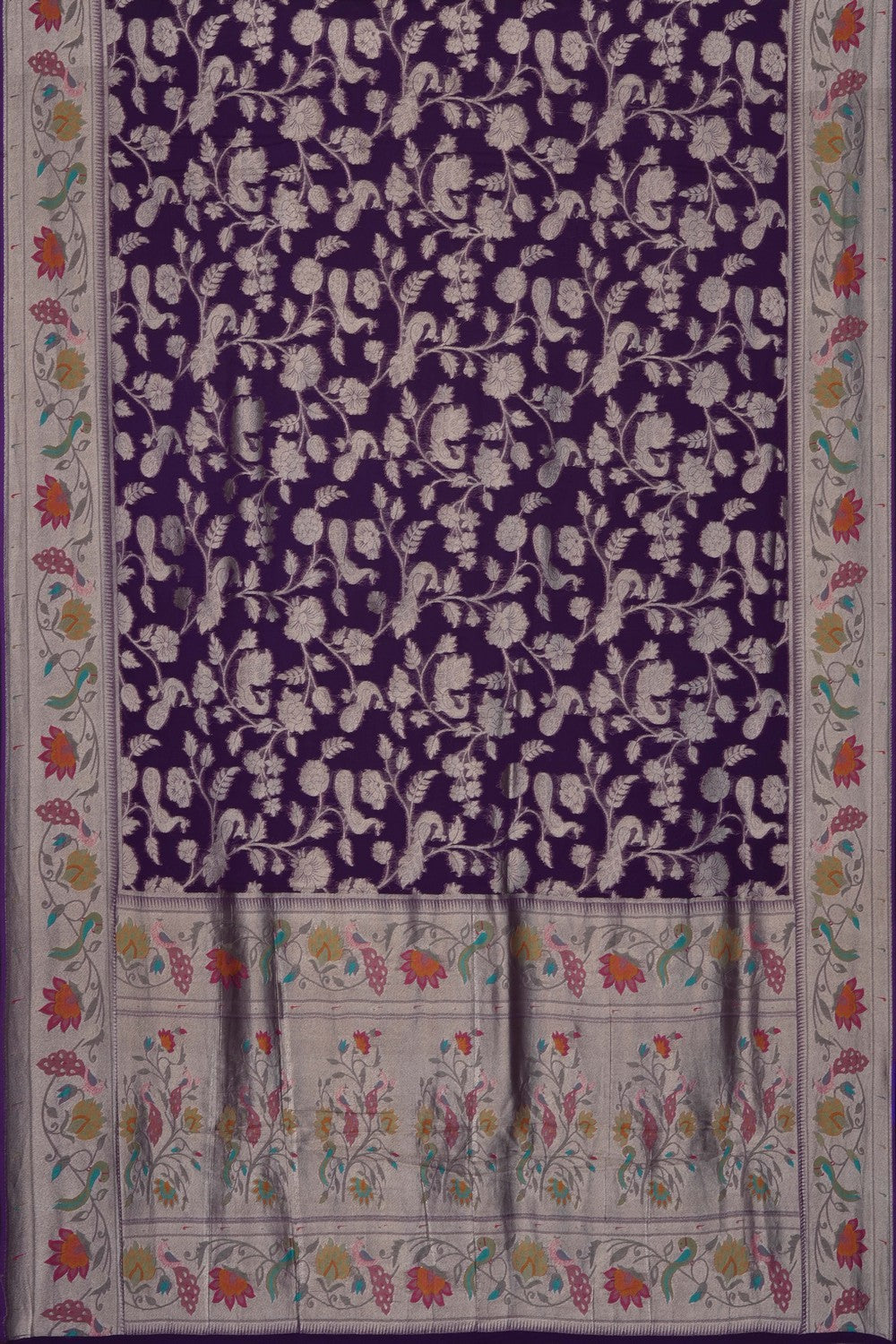 Image of Purple Georgette Brocade Saree