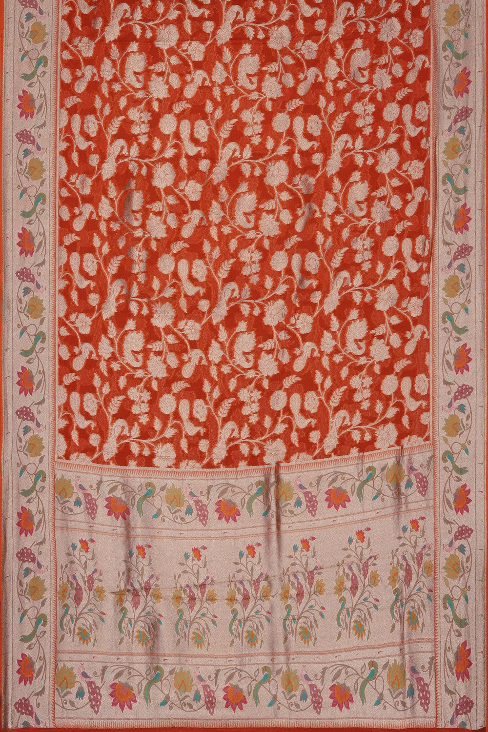 Image of Orange Georgette Brocade Saree