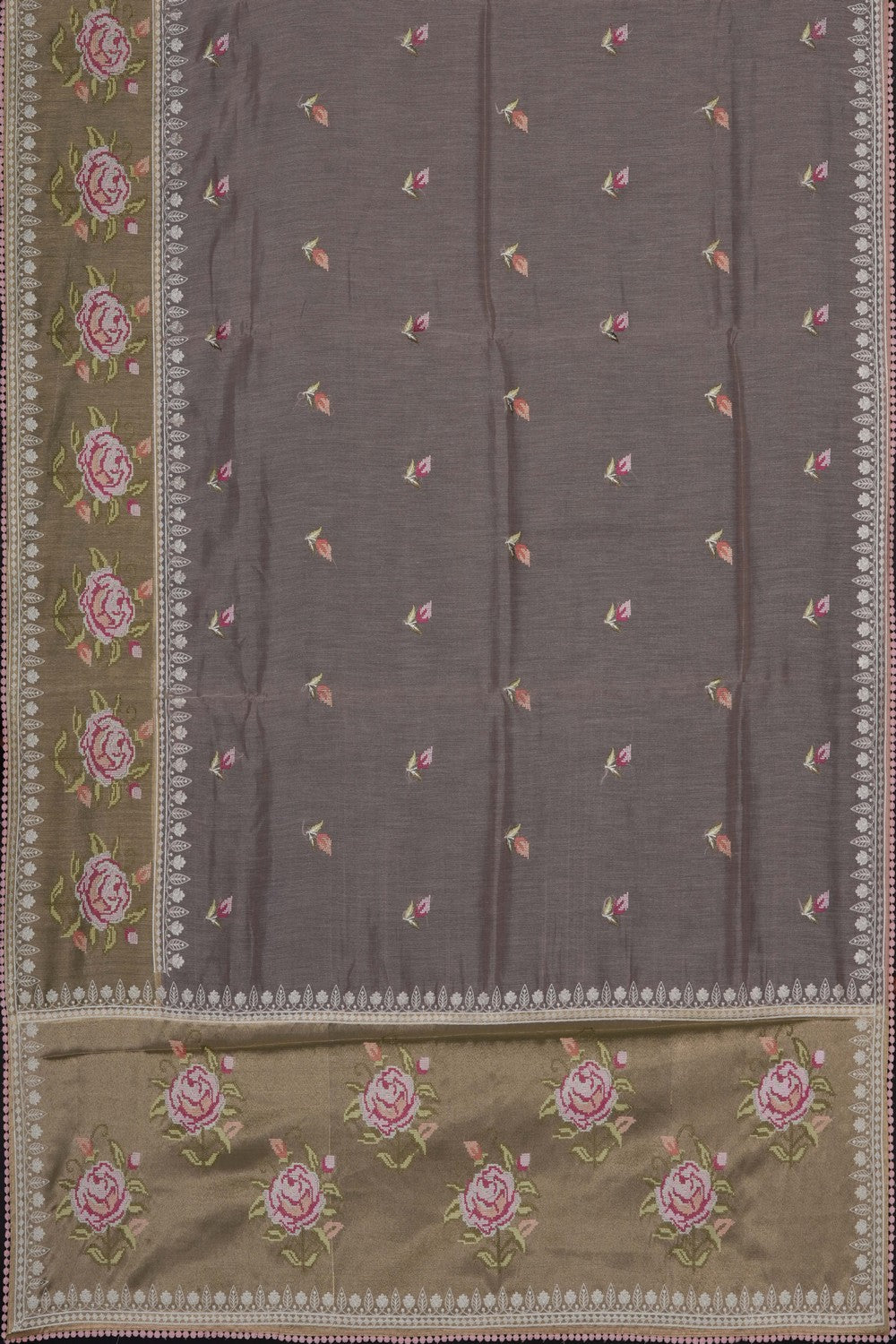 Image of Pastel Pink Kora Silk Saree