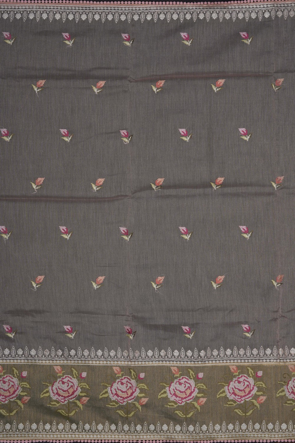 Image of Pastel Pink Kora Silk Saree